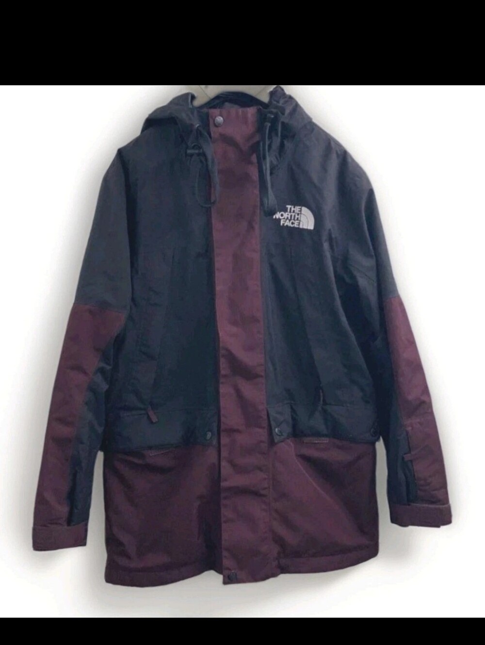 The North Face Mens Black Maroon Dryvent Long Sleeve Parka Jacket Size Large